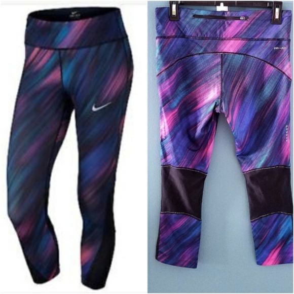 Nike Pants - Nike Dri-Fit Mesh Capri Running Leggings Cropped